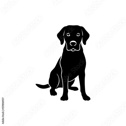 Labrador Retriever Dog Silhouette Isolated on Transparent Background