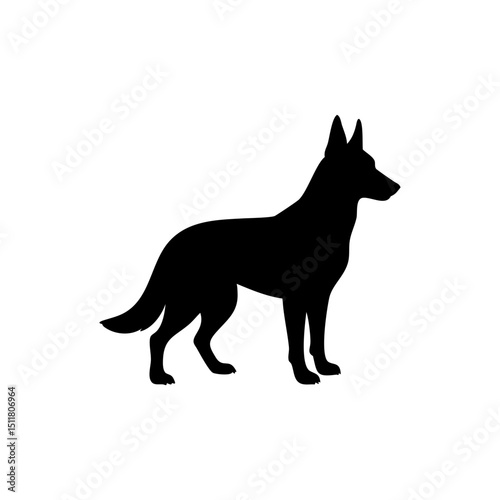 German Shepherd Dog Silhouette Isolated on Transparent Background