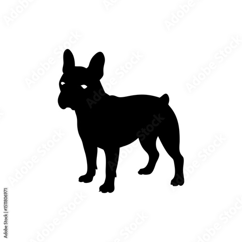 French Bulldog Dog Silhouette Isolated on Transparent Background