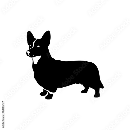 Pembroke Welsh Corgi Dog Silhouette Isolated on Transparent Background