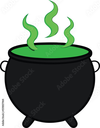 Spooky Halloween Cauldron A Glowing Green Potion Brew