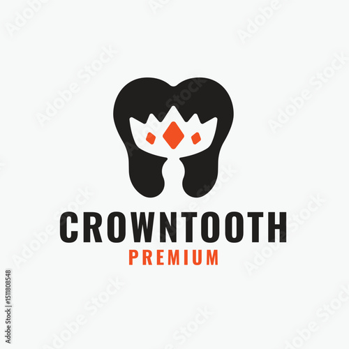 Tooth Shape with Crown Logo Concept Template Design