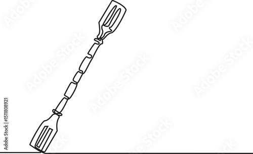 Continuous one line Paddles and oars vector icon in outline style, Isolated modern oar concept, boat paddle continuous one line drawing, Editable Stroke.