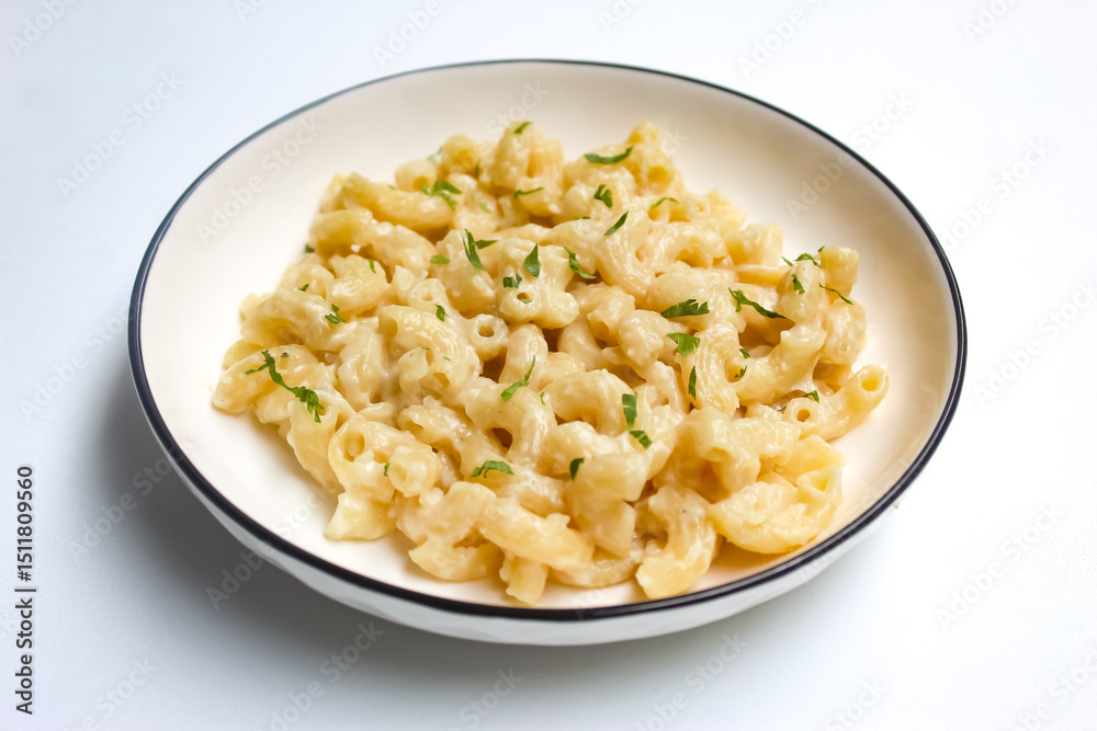 a plate of macaroni and cheese pasta isolated on white background a plate of macaroni and cheese pasta isolated on white background