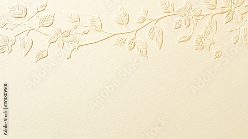 Delicate embossed floral design on cream paper