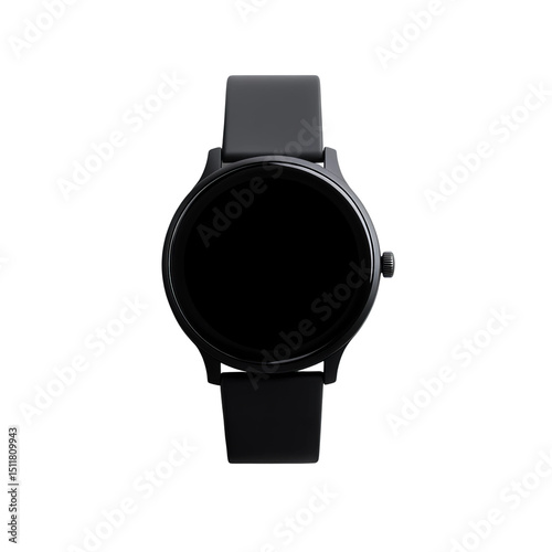 black wristwatch on white background