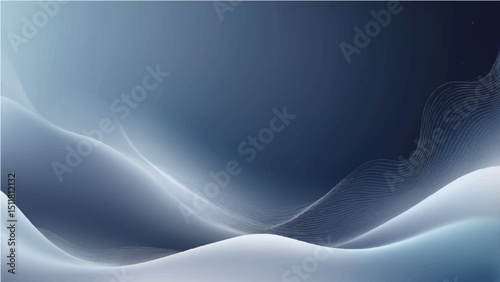 abstract Smooth flowing waves in soft blue and gray tones with a gradient background, minimal fluid shapes, elegant and modern style, no outlines.