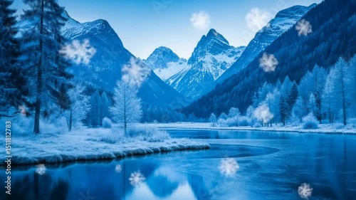 Snowy mountain landscape winter scene