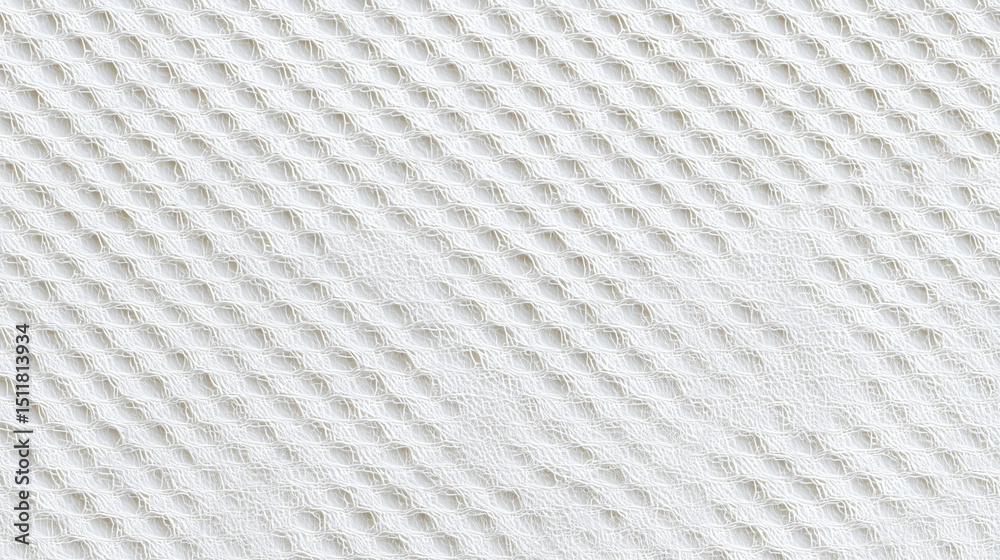 Fototapeta premium White textured fabric with a mesh pattern. Suitable for backgrounds, fashion design, interior decor, product photography, and digital art projects.