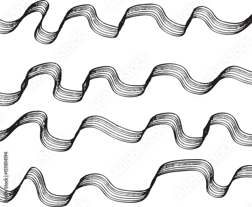 アンティーク調の黒リボンプリーツの背景イラスト Adobe Illustrator Artwork