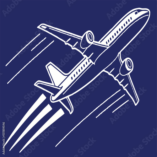 Silhouette of Commercial Airplane – Aviation Vector Illustration