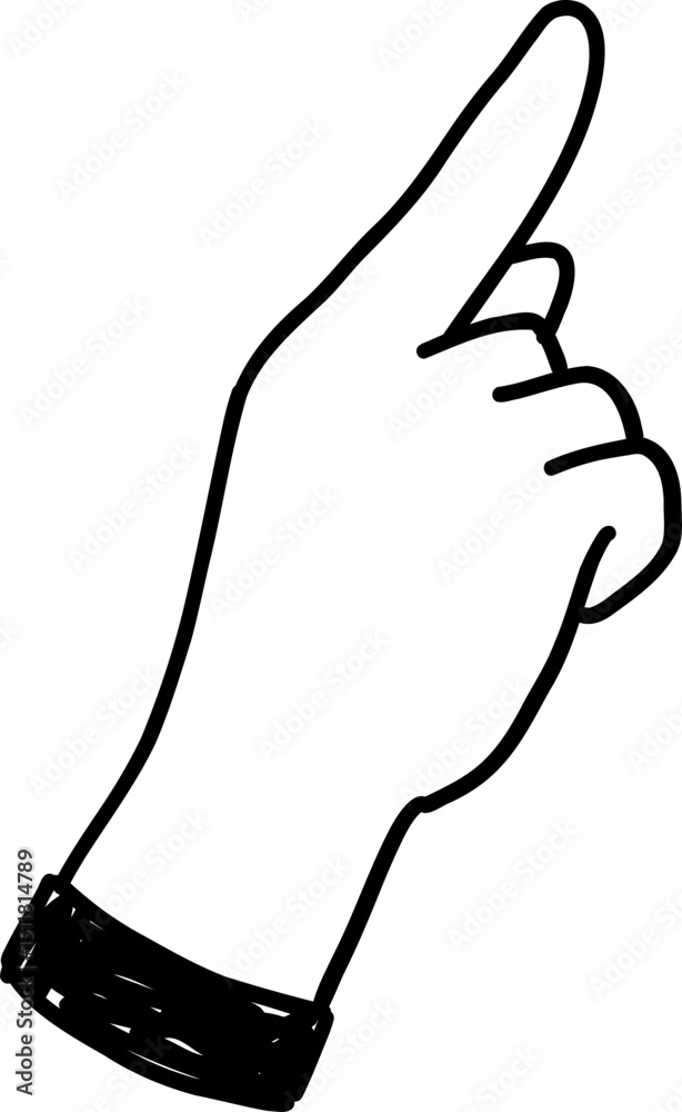 Obraz premium Doodle Hand Pointing Upwards