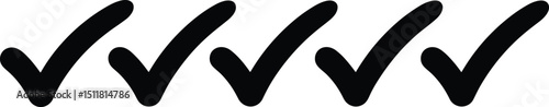 Black Check Marks in a Row – High-Resolution Icon Set for Web and Graphic Design