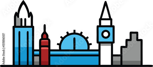 london skyline  icon clipart vector on transparent background
