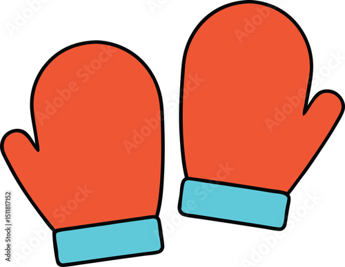 mitten pair icon clipart vector on transparent background
