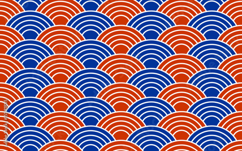 Traditional Japanese wave pattern seamless vector, oriental background texture