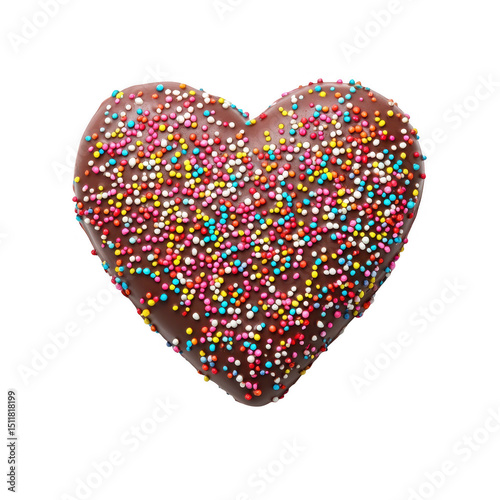 Chocolate heart sprinkles candy isolated on transparent background