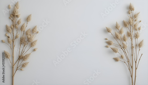 Earthy Simplicity: Dried Plant Elements on a Pure White Canvas photo