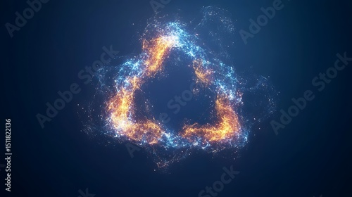 Abstract triangle of glowing particles