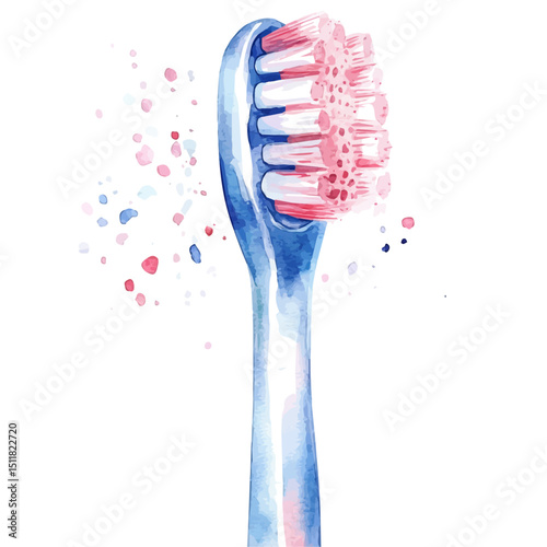 Toothbrush, watercolor clipart vector, high quality, isolated on a white background.