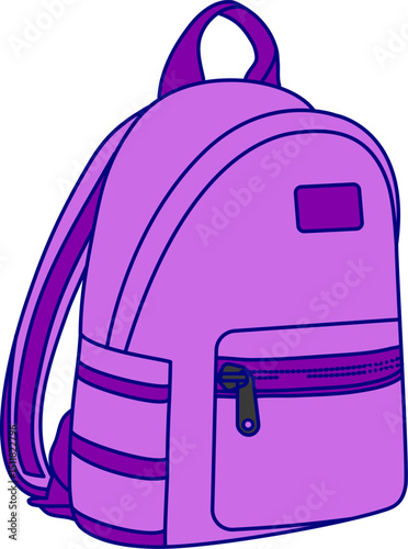 Vector illustration of a travel backpack. Line art vector of a office bag. Hand drawing Schoolbag / school bag backpack icon for apps and websites. Fashion bag