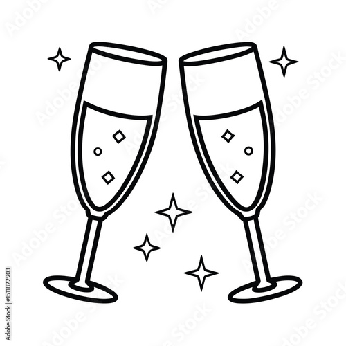 two glasses of champagne vector illustration
