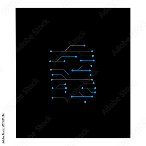 Circuit Lines Nodes Forming Letter Logo Design B 