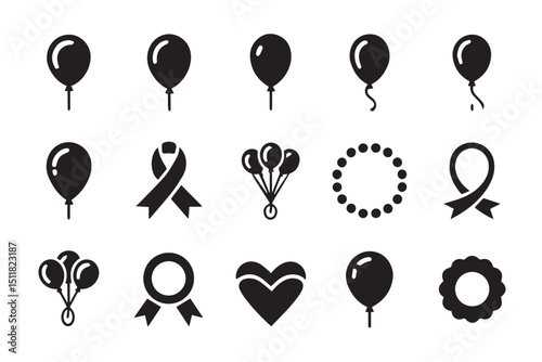 Balloon and Ribbon Icons: A Collection of Festive and Celebratory Graphics