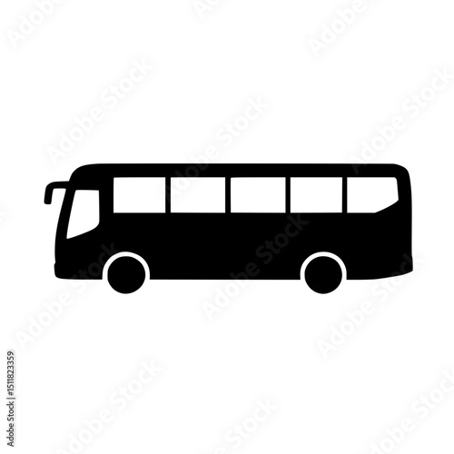 Black silhouette of a bus on a white background  