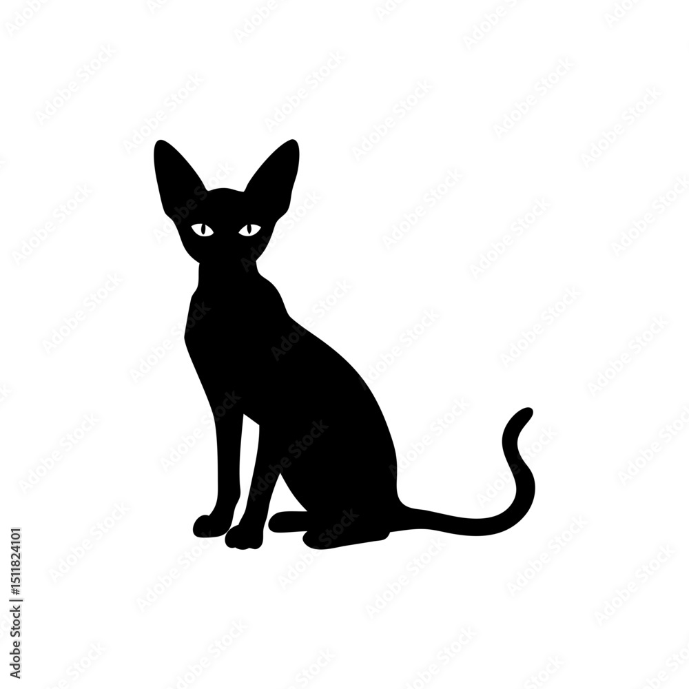 Fototapeta premium Oriental Shorthair Cat Silhouette Isolated on Transparent Background