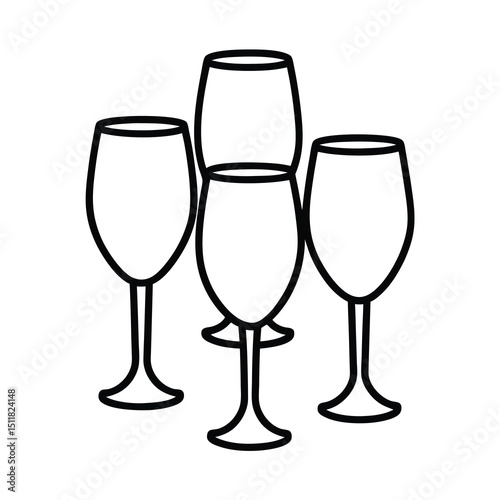 champagne glasses on white background