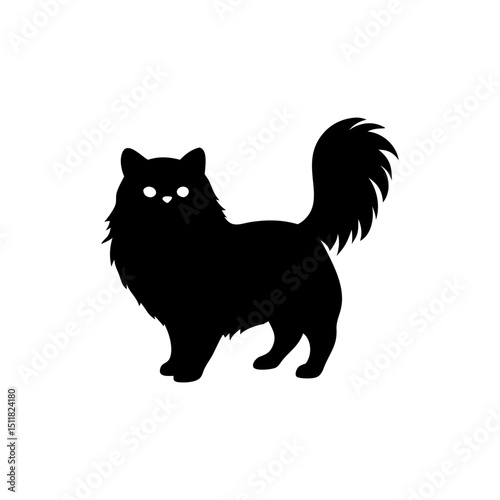 Himalayan Cat Silhouette  Isolated on Transparent Background