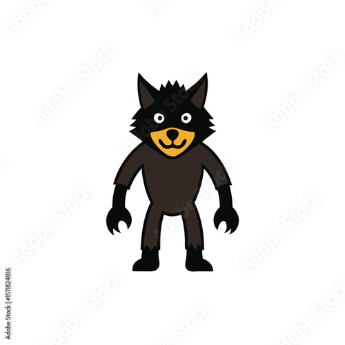 Adorable Cartoon Wolf Illustration  A Friendly, Anthropomorphic Canine Character Design