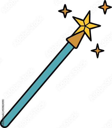 Magical Wand with Sparkling Stars Enchanting Illustration