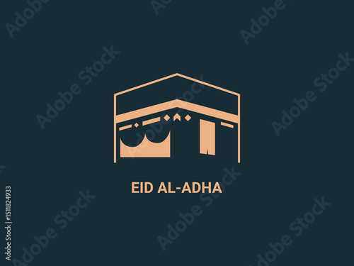 dark colored image featuring a stylized representation of the Kaaba