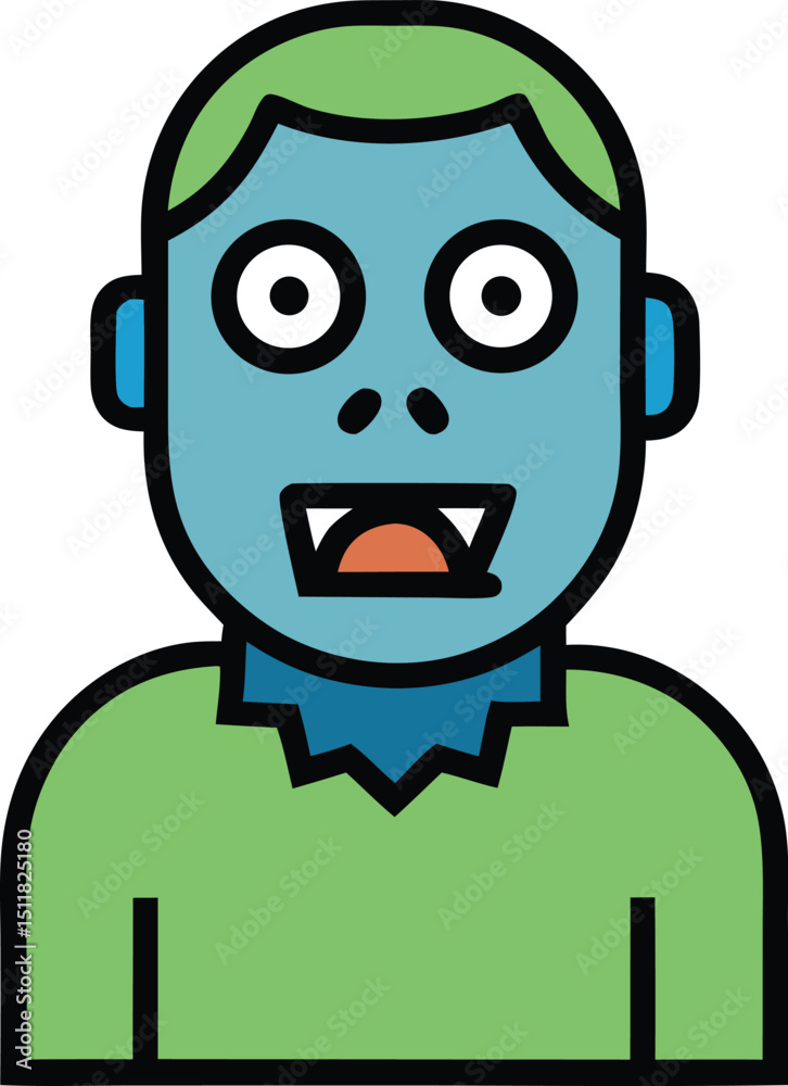 Fototapeta premium Spooky Zombie Boy Halloween Costume Illustration