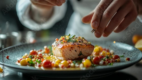 Culinary Artistry: Salmon Creation with Precision and Fresh Ingredients