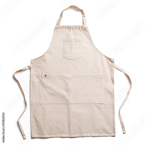 Beige apron kitchen cooking baking craft art smock with pockets for chef baker artist and diy projects