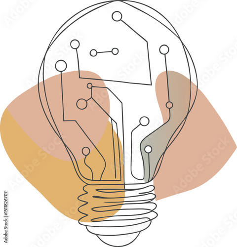 Abstract Light Bulb with Circuit Board Design and Neutral Shapes