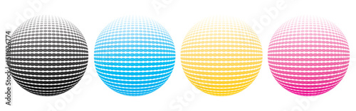 CMYK dot pattern background. Halftone dotted prepress color ink texture. Vector abstract printed production design. Postscript rip chart illustration