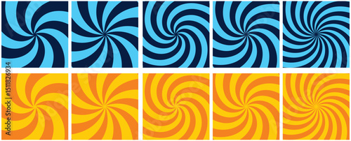 Vintage retro style. Twisted retro burst backgrounds. Colorful rainbow swirl lines. Vector illustration