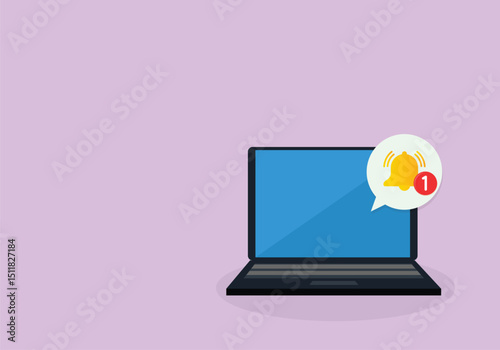 Laptop with a bell notification. business concept