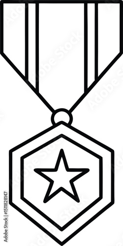 Flat Design Military Medal – Star-Shaped Vector Ribbon Symbol of Honor