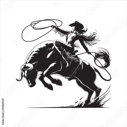 Bull Rodeo Showdown – Cowboy Riding a Bucking Bull in Action