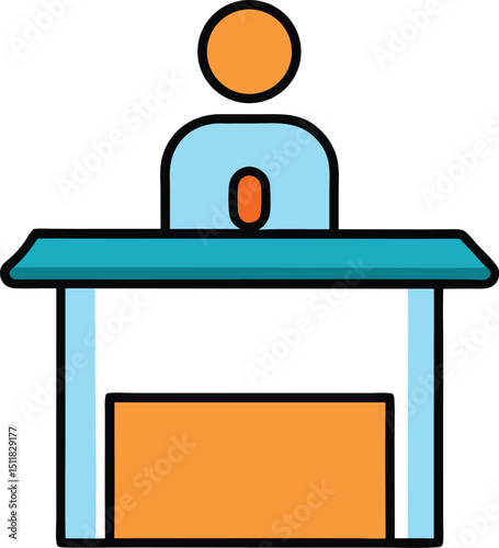 Person at Podium Public Speaking, Presentation, Announcement, Lecture, and Conference Illustration