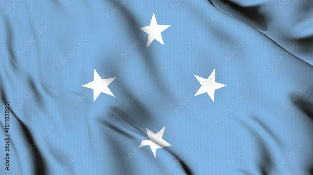 The Micronesia flag waves in the wind. The Micronesia flag waves in the wind.