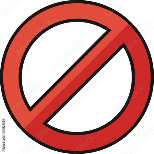 Prohibition Symbol  A Red Circle with Diagonal Line Graphic Design Element