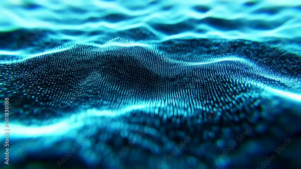 Abstract Blue Wavy Particle Surface with Depth of Field Animation 4K Abstract Blue Wavy Particle Surface with Depth of Field Animation 4K