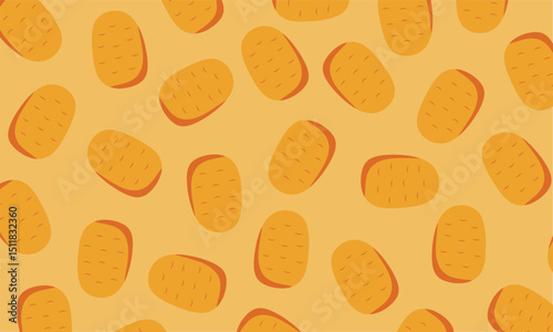 Potato pattern in the flat style. Potatoes pattern seamless. Potatoes background. Food vector texture.
