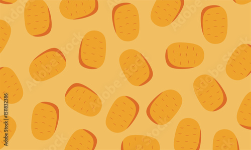 Potato pattern in the flat style. Potatoes pattern seamless. Potatoes background. Food vector texture.
